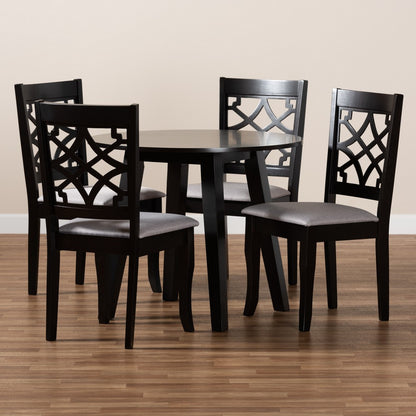 Baxton Studio - Mya Dining Set in Grey/Dark Brown - Mya-Grey/Dark Brown-5PC Dining Set view 7