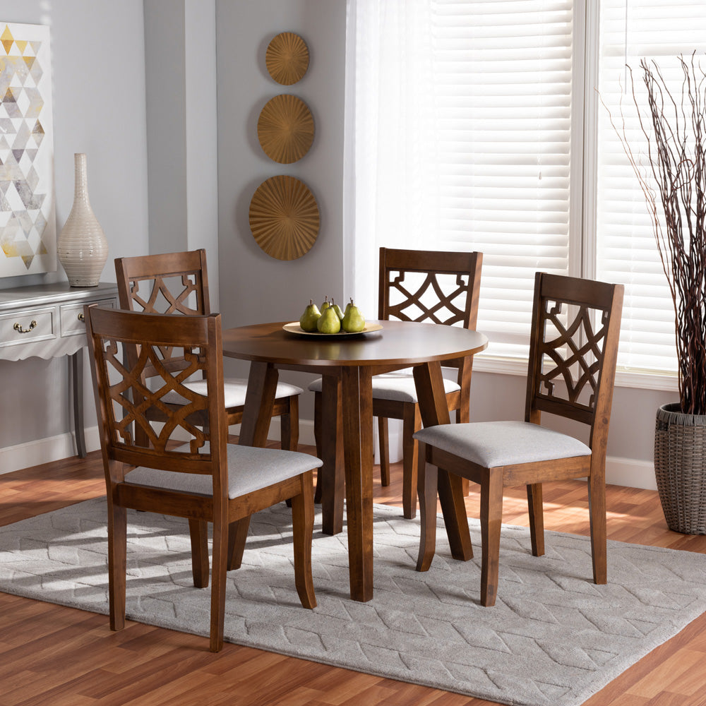 Baxton Studio - Mya Dining Set in Grey/walnut brown - Mya-Grey/Walnut-5PC Dining Set view 6