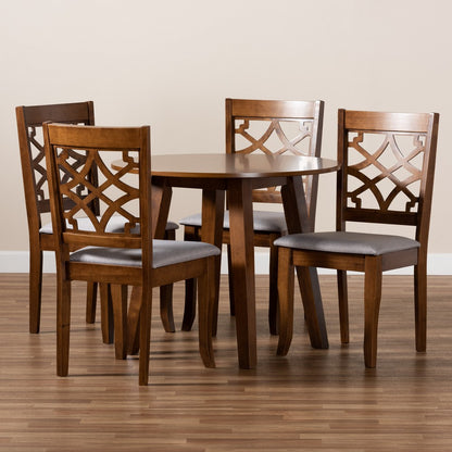 Baxton Studio - Mya Dining Set in Grey/walnut brown - Mya-Grey/Walnut-5PC Dining Set view 7