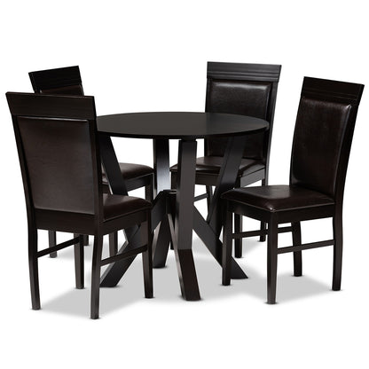 Baxton Studio - Nada Dining Set in Dark Brown/Espresso Brown - Nada-Dark Brown-5PC Dining Set view 1