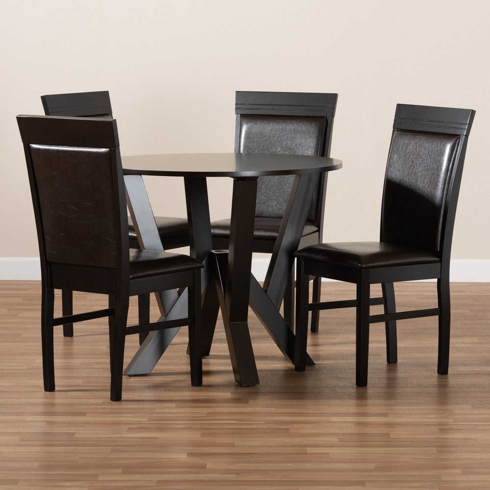 Baxton Studio - Nada Dining Set in Dark Brown/Espresso Brown - Nada-Dark Brown-5PC Dining Set view 8
