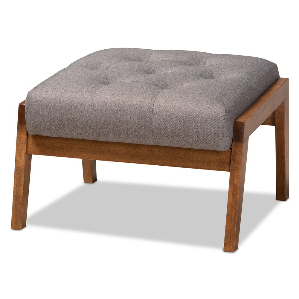 Baxton Studio - Naeva Footstool in Grey/Brown - BBT8040-Grey/Walnut-Footstool view 1