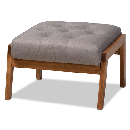 Baxton Studio - Naeva Footstool in Grey/Brown - BBT8040-Grey/Walnut-Footstool view 1