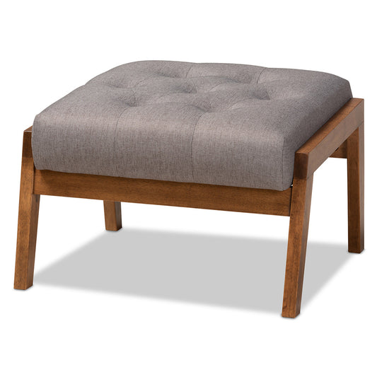Baxton Studio - Naeva Footstool in Grey/Brown - BBT8040-Grey/Walnut-Footstool view 1