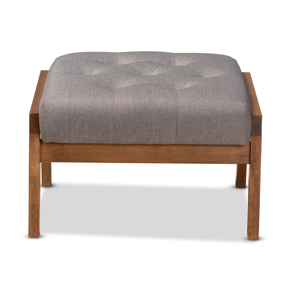 Baxton Studio - Naeva Footstool in Grey/Brown - BBT8040-Grey/Walnut-Footstool view 2