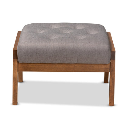 Baxton Studio - Naeva Footstool in Grey/Brown - BBT8040-Grey/Walnut-Footstool view 2