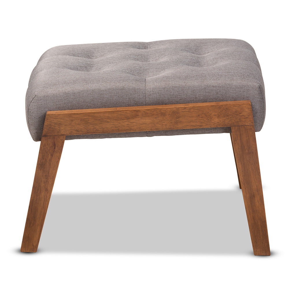 Baxton Studio - Naeva Footstool in Grey/Brown - BBT8040-Grey/Walnut-Footstool view 3