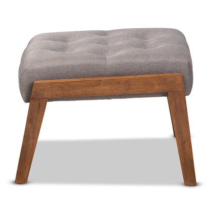 Baxton Studio - Naeva Footstool in Grey/Brown - BBT8040-Grey/Walnut-Footstool view 3