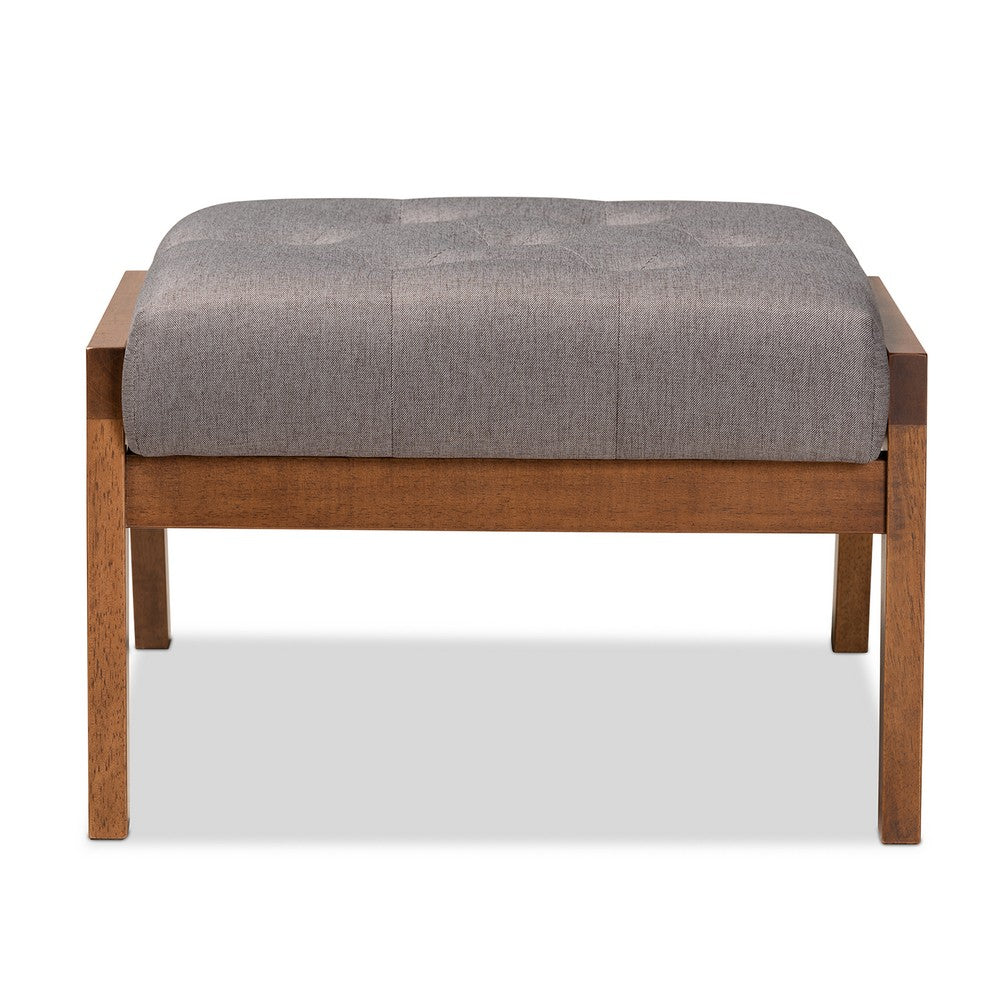 Baxton Studio - Naeva Footstool in Grey/Brown - BBT8040-Grey/Walnut-Footstool view 4