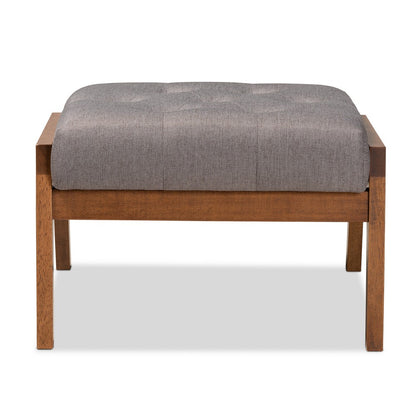 Baxton Studio - Naeva Footstool in Grey/Brown - BBT8040-Grey/Walnut-Footstool view 4