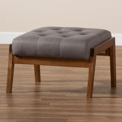 Baxton Studio - Naeva Footstool in Grey/Brown - BBT8040-Grey/Walnut-Footstool view 8