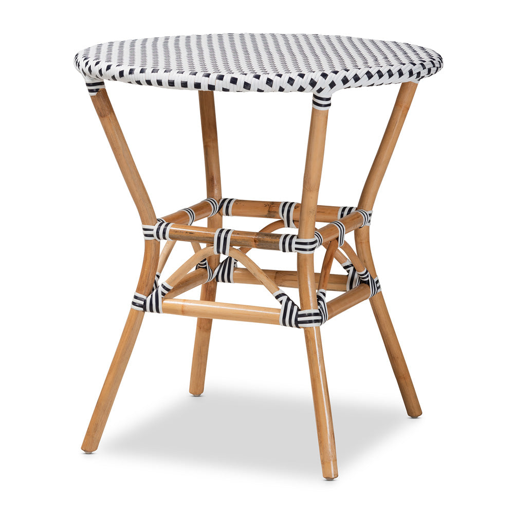 Baxton Studio - Naila Dining Set in Black/White/Brown - Mies-Rattan-5PC Dining Set view 3