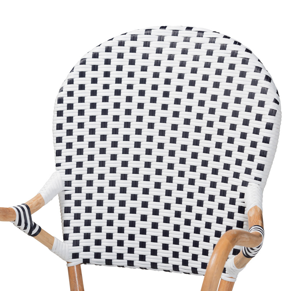 Baxton Studio - Naila Dining Set in Black/White/Brown - Mies-Rattan-5PC Dining Set view 5