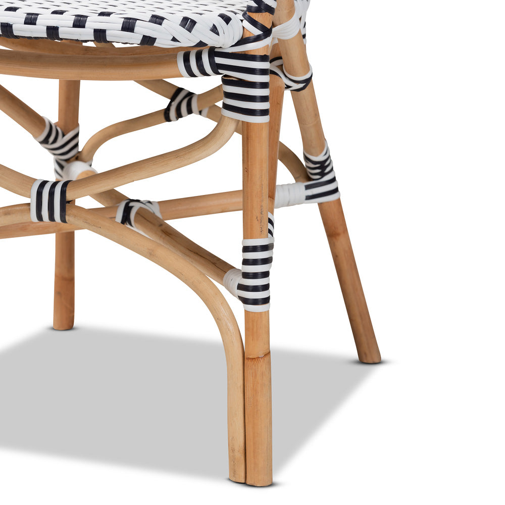 Baxton Studio - Naila Dining Set in Black/White/Brown - Mies-Rattan-5PC Dining Set view 6