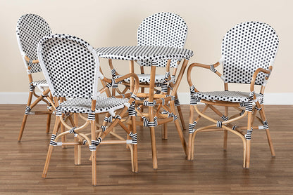 Baxton Studio - Naila Dining Set in Black/White/Brown - Mies-Rattan-5PC Dining Set view 10