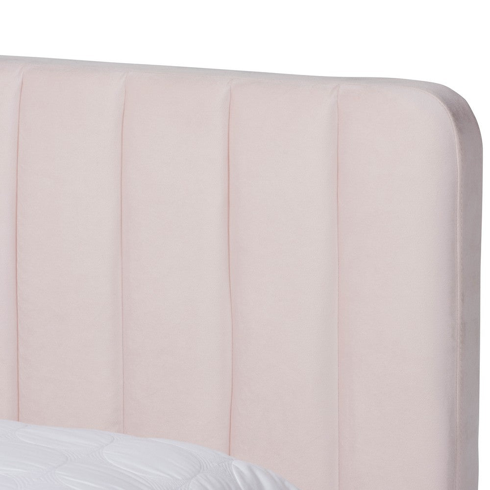 Baxton Studio - Nami Full Size Bed in Light pink/Gold - CF0374-Light Pink-Full view 4