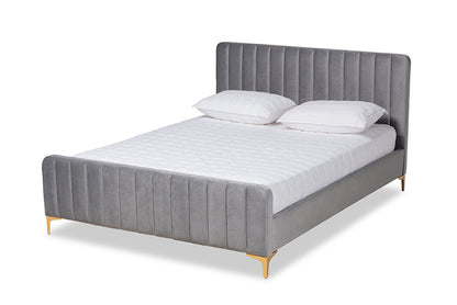 Baxton Studio - Nami King Size Bed - CF0374-Light Grey-King view 1