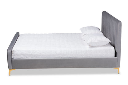 Baxton Studio - Nami King Size Bed - CF0374-Light Grey-King view 2