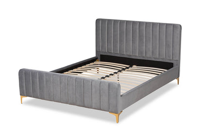 Baxton Studio - Nami King Size Bed - CF0374-Light Grey-King view 3