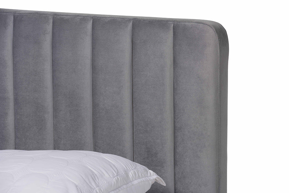 Baxton Studio - Nami King Size Bed - CF0374-Light Grey-King view 4