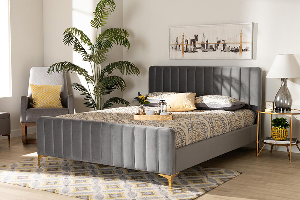 Baxton Studio - Nami King Size Bed - CF0374-Light Grey-King view 5