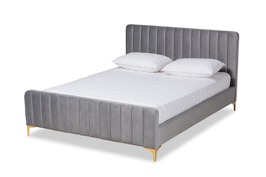 Baxton Studio - Nami Queen Size Bed - CF0374-Light Grey-Queen view 1