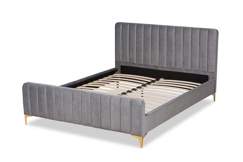 Baxton Studio - Nami Queen Size Bed - CF0374-Light Grey-Queen view 3