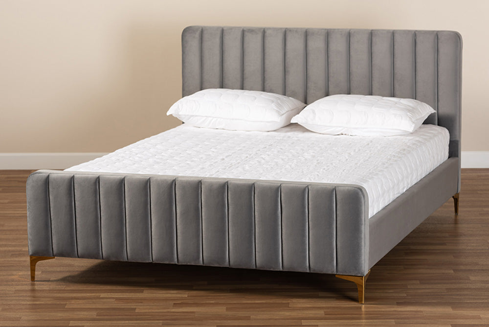 Baxton Studio - Nami Queen Size Bed - CF0374-Light Grey-Queen view 7