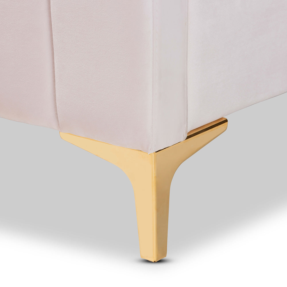 Baxton Studio - Nami Queen Size Bed in Light pink/Gold - CF0374-Light Pink-Queen view 5