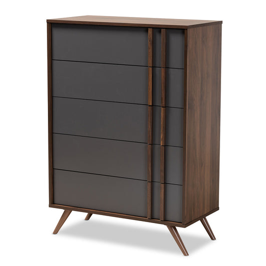 Baxton Studio - Naoki Chest in Grey/Walnut - LV15COD15230-Columbia/Dark Grey-5DW-Chest view 1