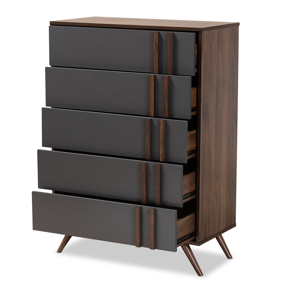 Baxton Studio - Naoki Chest in Grey/Walnut - LV15COD15230-Columbia/Dark Grey-5DW-Chest view 2
