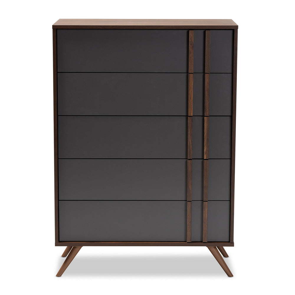 Baxton Studio - Naoki Chest in Grey/Walnut - LV15COD15230-Columbia/Dark Grey-5DW-Chest view 3