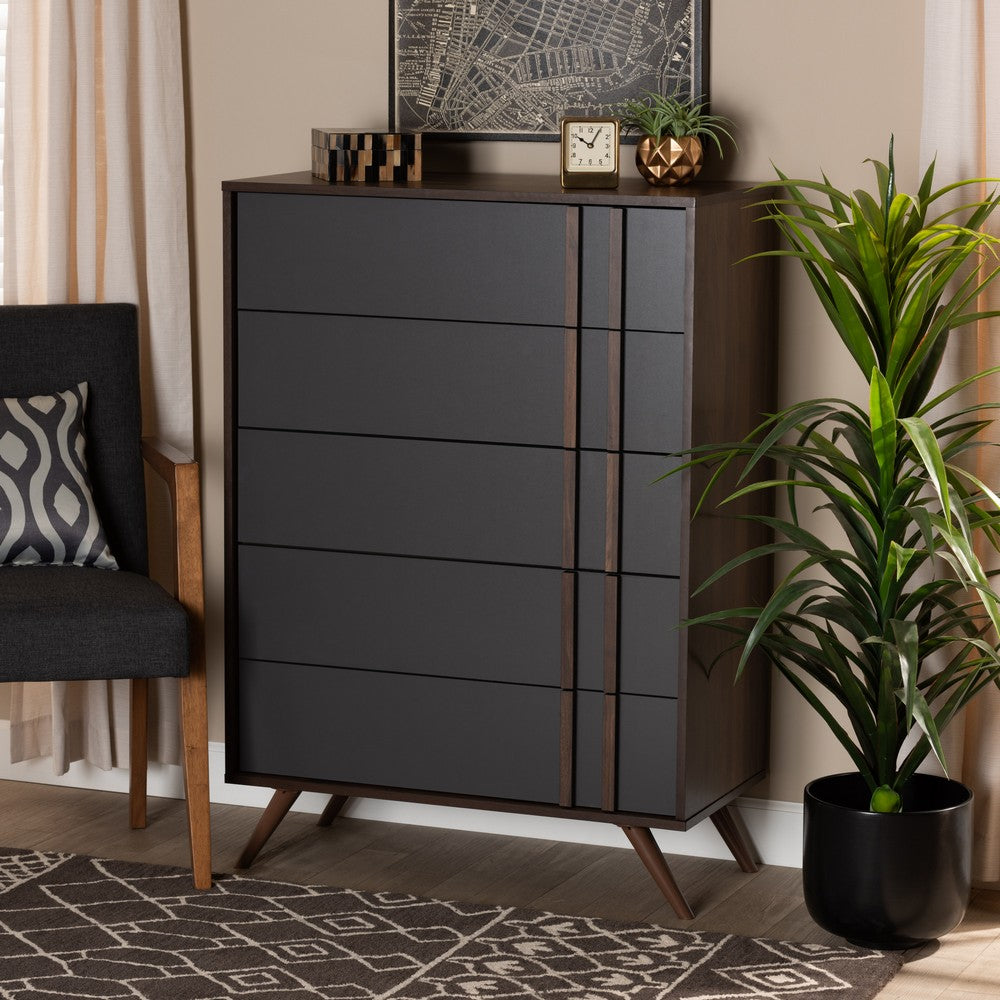 Baxton Studio - Naoki Chest in Grey/Walnut - LV15COD15230-Columbia/Dark Grey-5DW-Chest view 7