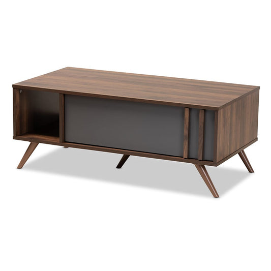 Baxton Studio - Naoki Coffee Table in Grey/Walnut - LV15CFT15140-Columbia/Dark Grey-CT view 1