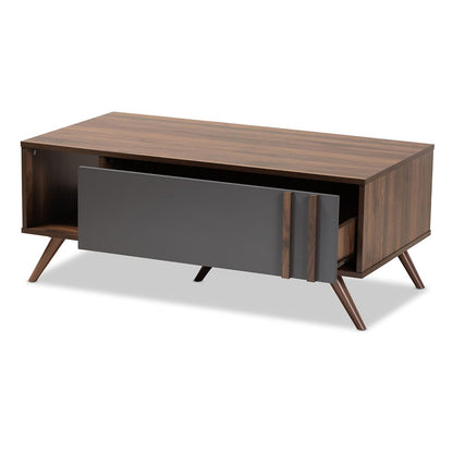 Baxton Studio - Naoki Coffee Table in Grey/Walnut - LV15CFT15140-Columbia/Dark Grey-CT view 2