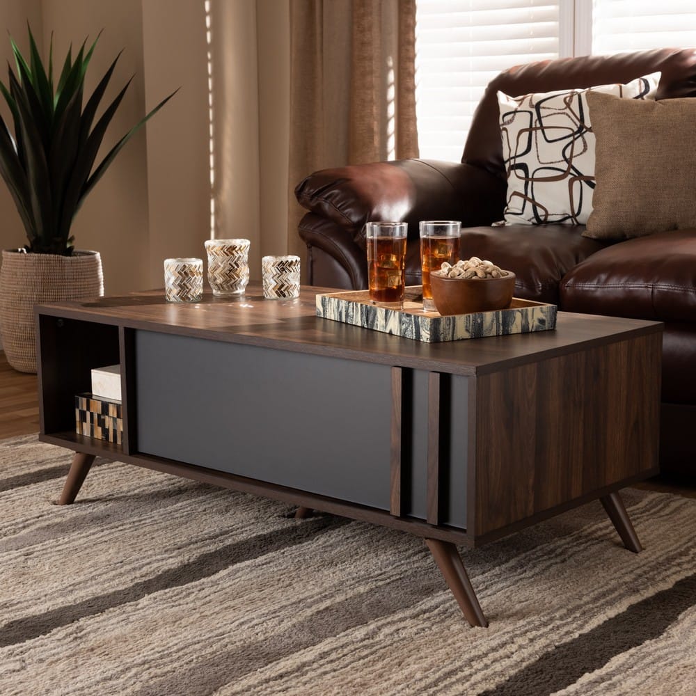 Baxton Studio - Naoki Coffee Table in Grey/Walnut - LV15CFT15140-Columbia/Dark Grey-CT view 8