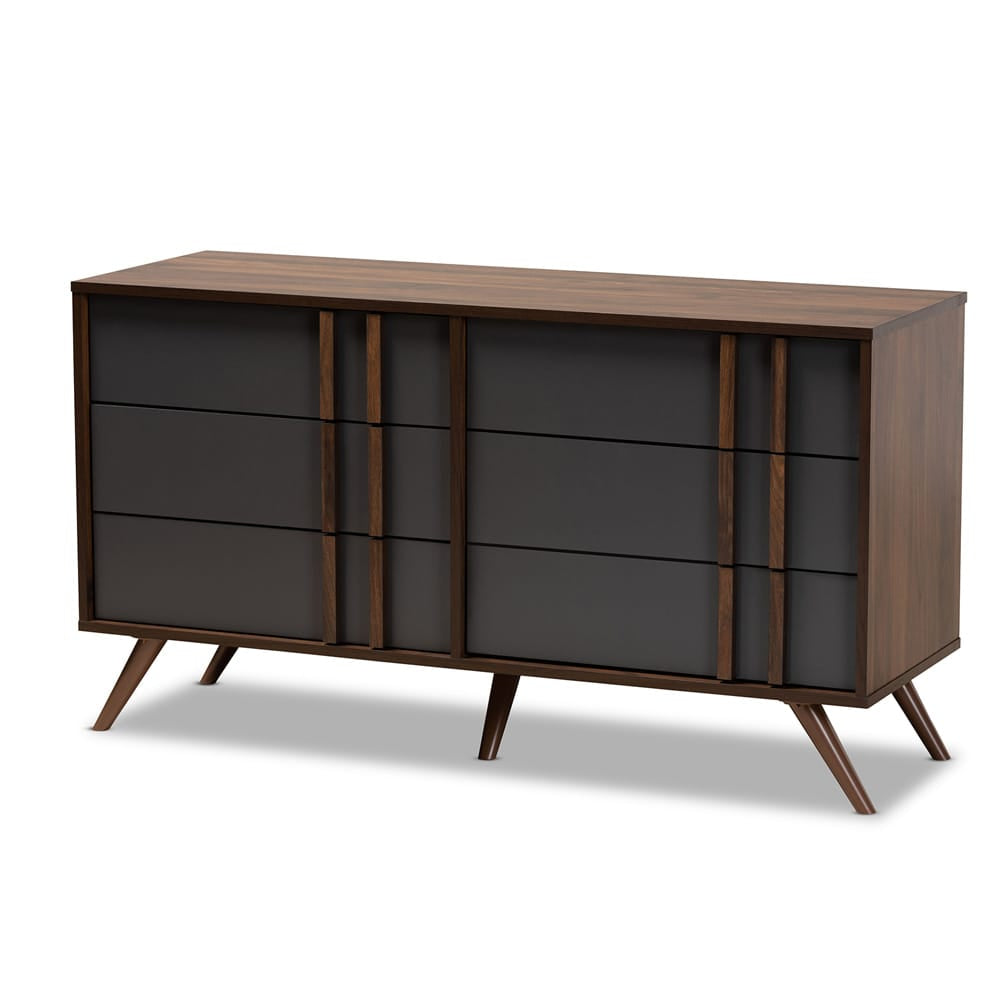 Baxton Studio - Naoki Dresser in Grey/Walnut - LV15COD15231-Columbia/Dark Grey-6DW-Dresser view 1