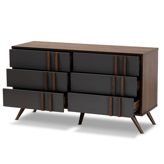 Baxton Studio - Naoki Dresser in Grey/Walnut - LV15COD15231-Columbia/Dark Grey-6DW-Dresser view 2