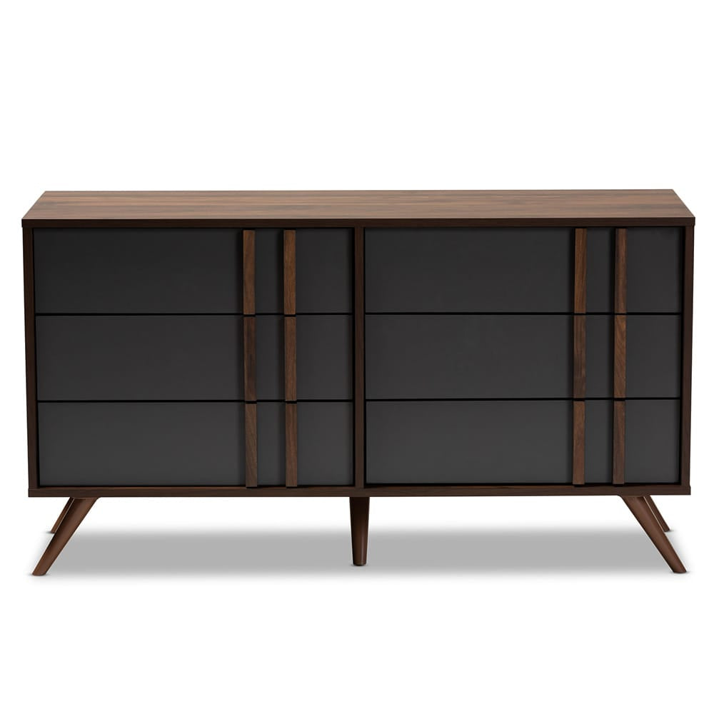 Baxton Studio - Naoki Dresser in Grey/Walnut - LV15COD15231-Columbia/Dark Grey-6DW-Dresser view 3