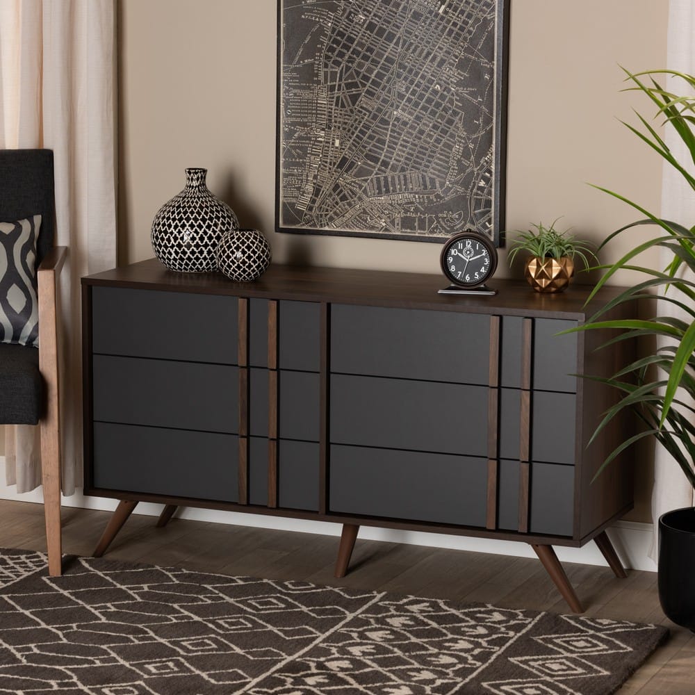 Baxton Studio - Naoki Dresser in Grey/Walnut - LV15COD15231-Columbia/Dark Grey-6DW-Dresser view 7