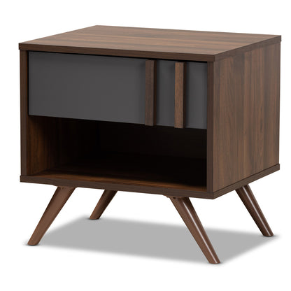 Baxton Studio - Naoki Nightstand in Grey/Walnut - LV15ST15240-Columbia/Dark Grey-NS view 1