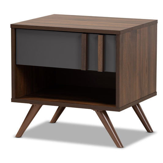 Baxton Studio - Naoki Nightstand in Grey/Walnut - LV15ST15240-Columbia/Dark Grey-NS view 1