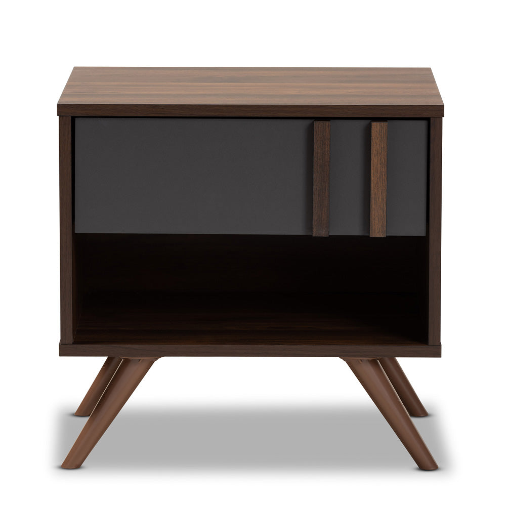 Baxton Studio - Naoki Nightstand in Grey/Walnut - LV15ST15240-Columbia/Dark Grey-NS view 3