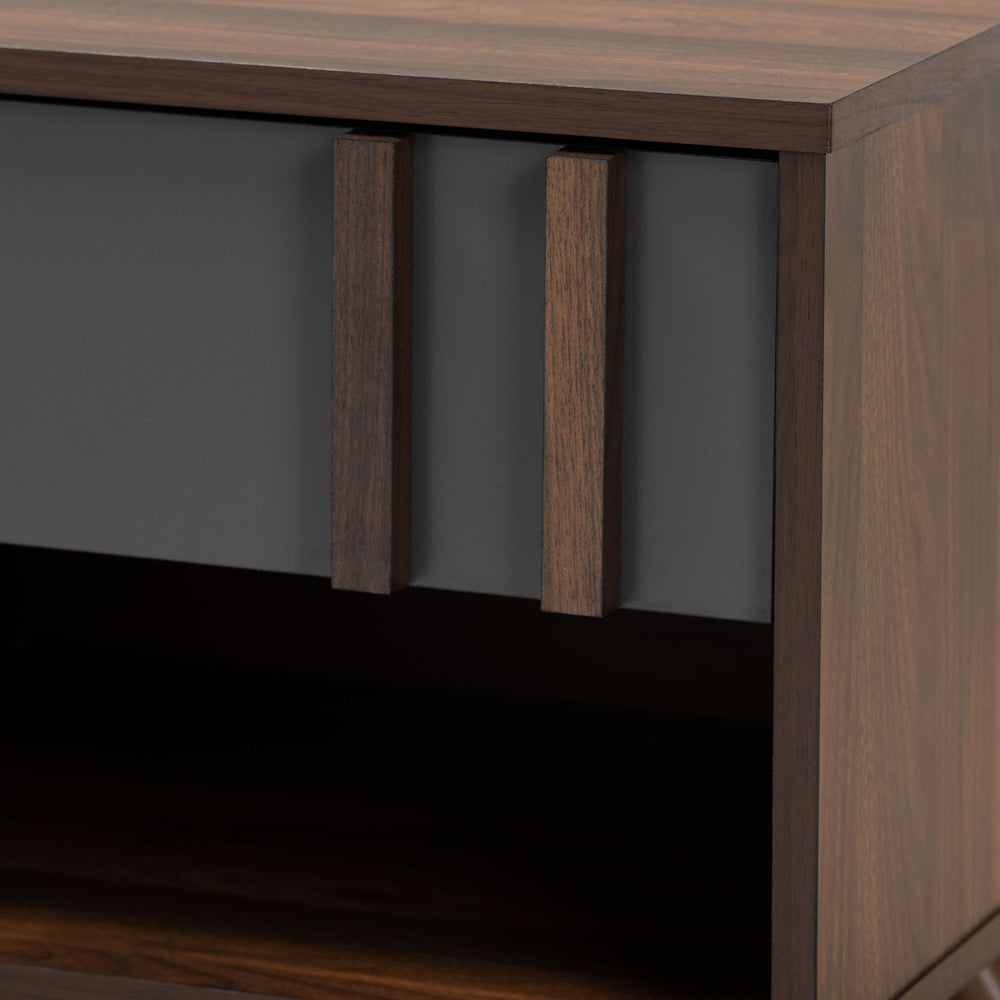 Baxton Studio - Naoki Nightstand in Grey/Walnut - LV15ST15240-Columbia/Dark Grey-NS view 5
