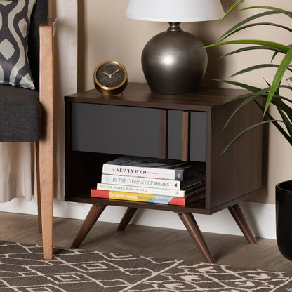 Baxton Studio - Naoki Nightstand in Grey/Walnut - LV15ST15240-Columbia/Dark Grey-NS view 7