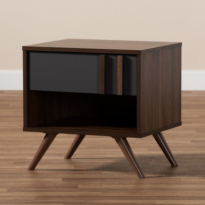 Baxton Studio - Naoki Nightstand in Grey/Walnut - LV15ST15240-Columbia/Dark Grey-NS view 8