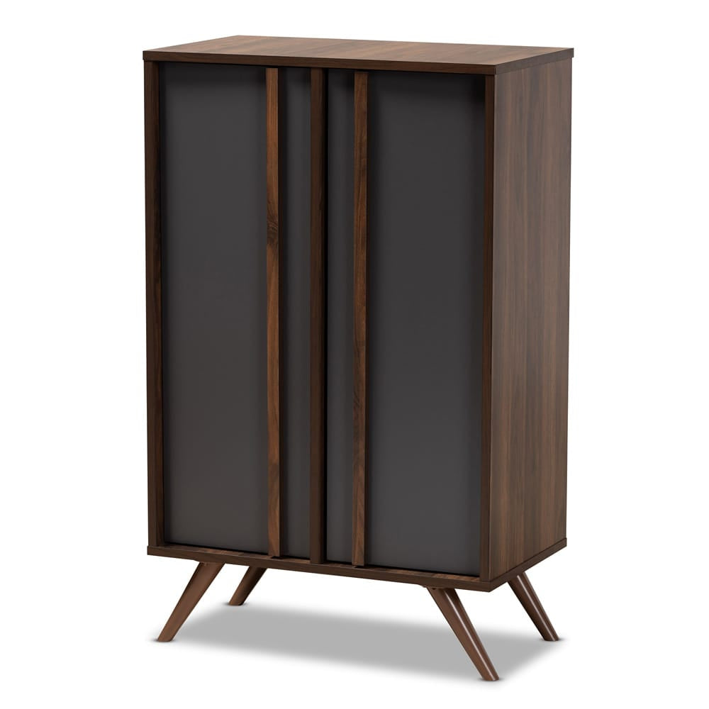 Baxton Studio - Naoki Shoe Cabinet in Grey/Walnut - LV15SC15150-Columbia/Dark Grey-Shoe Cabinet view 1