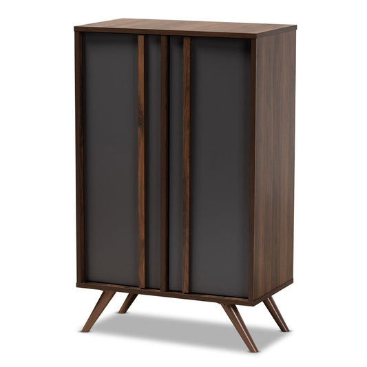 Baxton Studio - Naoki Shoe Cabinet in Grey/Walnut - LV15SC15150-Columbia/Dark Grey-Shoe Cabinet view 1