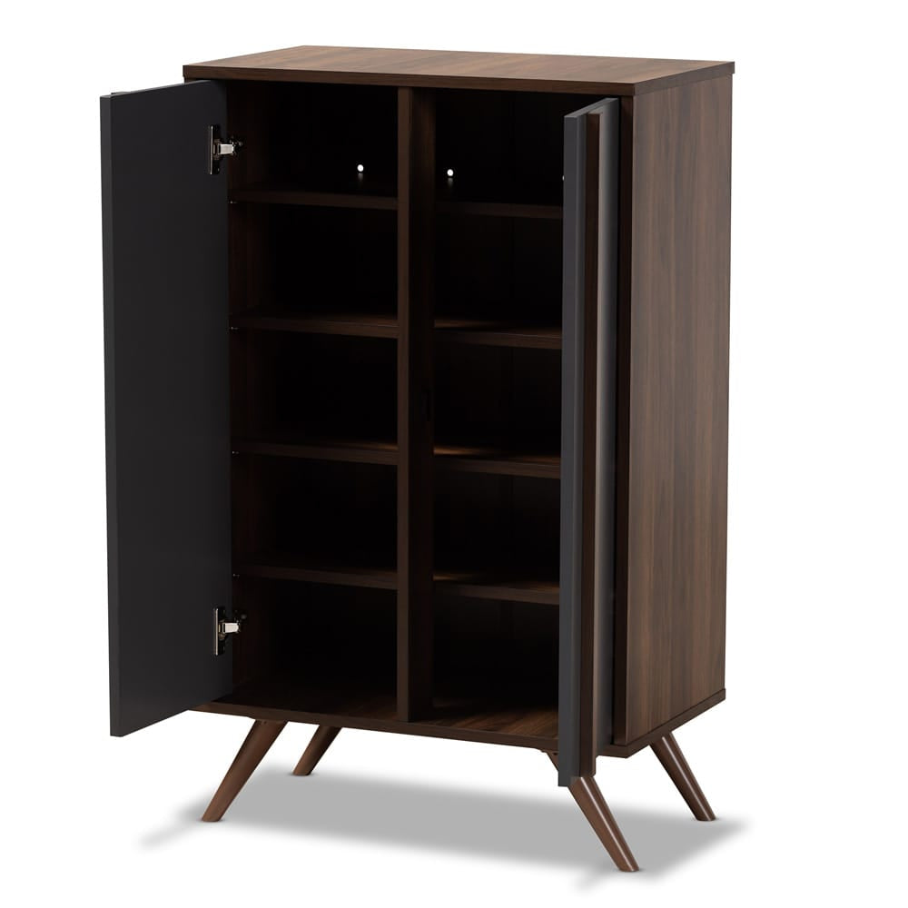 Baxton Studio - Naoki Shoe Cabinet in Grey/Walnut - LV15SC15150-Columbia/Dark Grey-Shoe Cabinet view 2