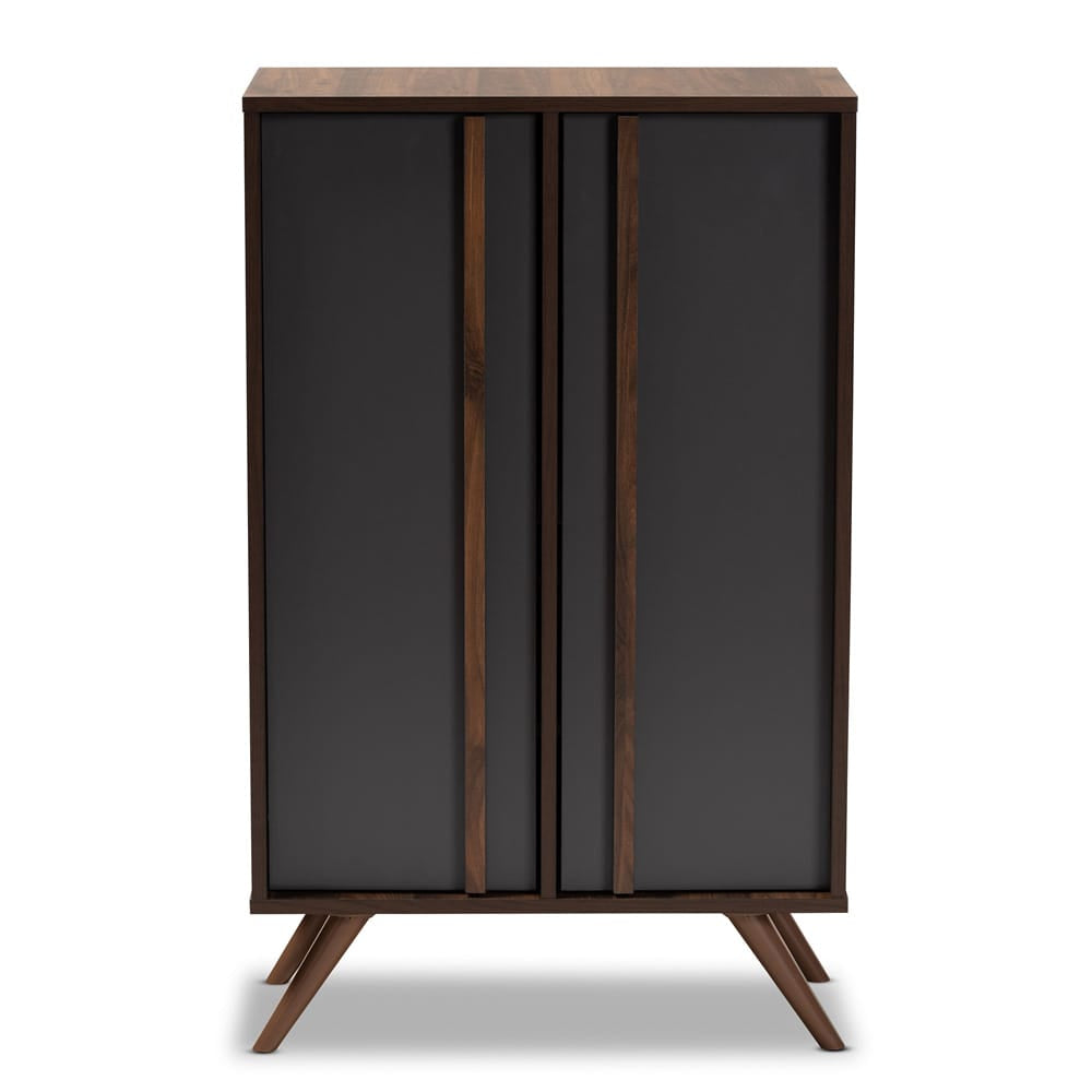 Baxton Studio - Naoki Shoe Cabinet in Grey/Walnut - LV15SC15150-Columbia/Dark Grey-Shoe Cabinet view 3
